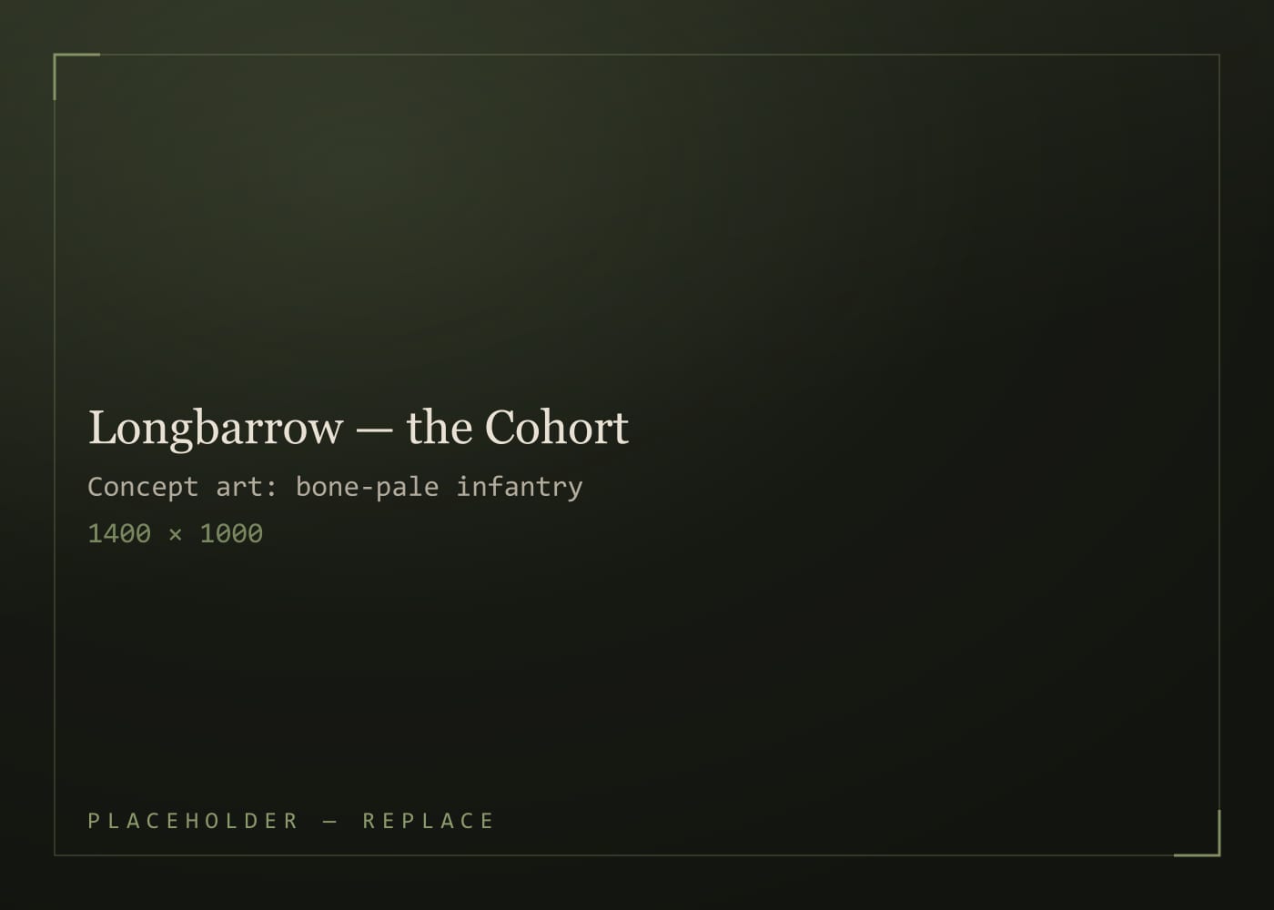 Longbarrow concept art: bone-pale Cohort infantry in shield formation.