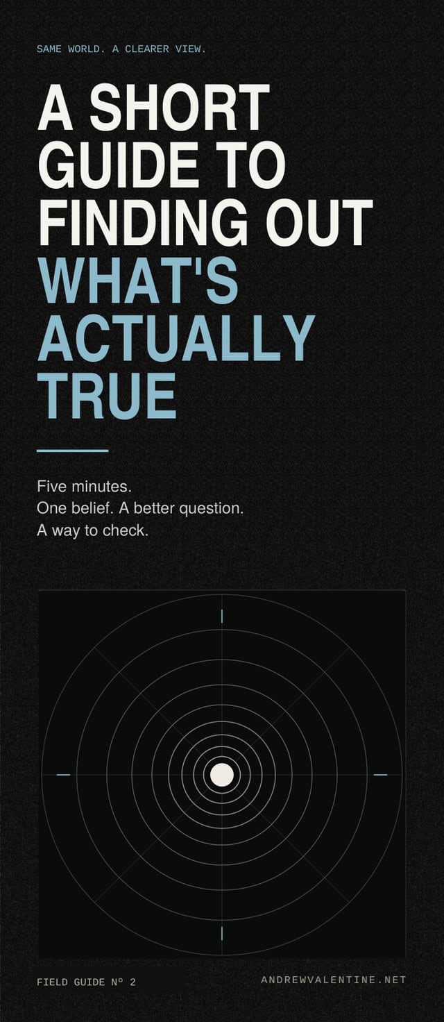 The printed front cover of Field Guide Nº 2: A Short Guide to Finding Out What's Actually True.